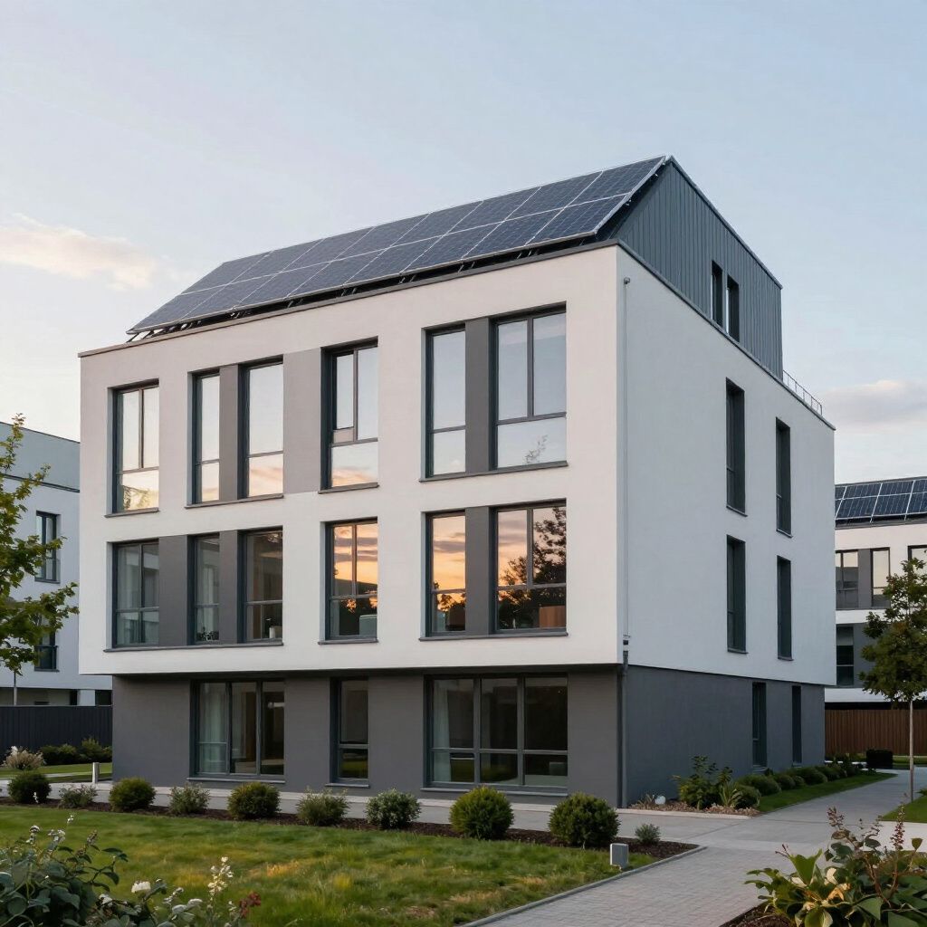 Mehrfamilienhaus mit Solaranlage auf dem Dach