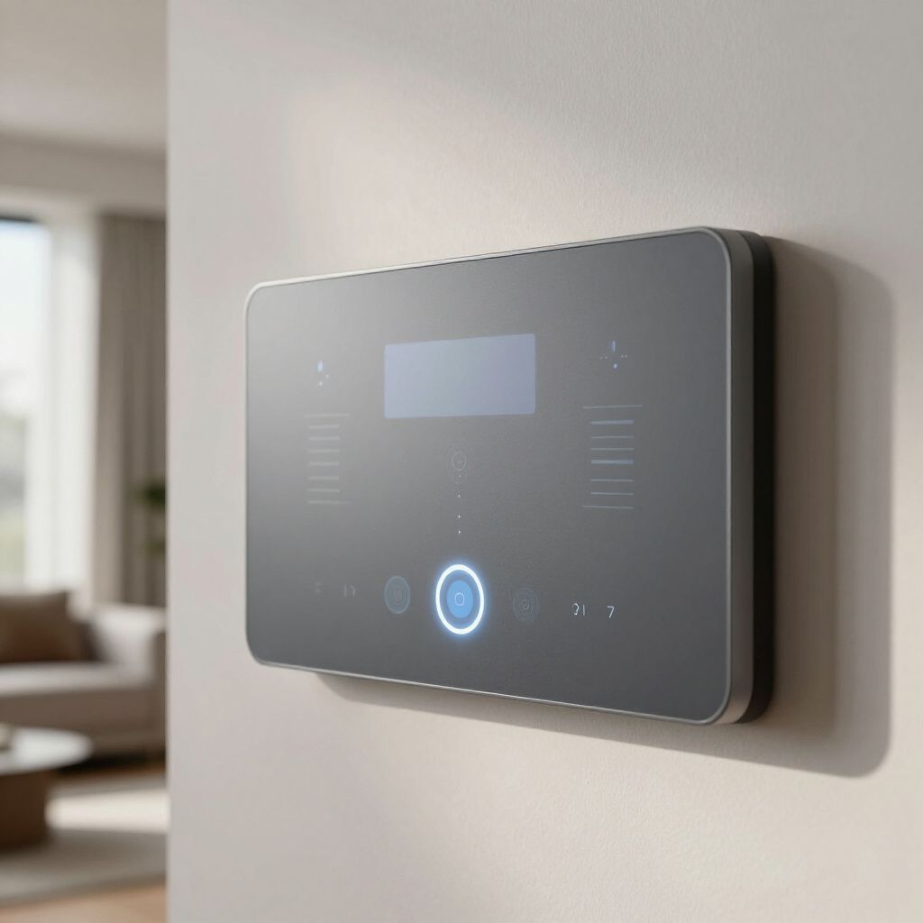 Smart-Home-Bedienpanel an einer Wohnungswand